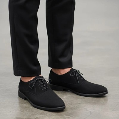 Suede Leather Oxford Shoes - Black