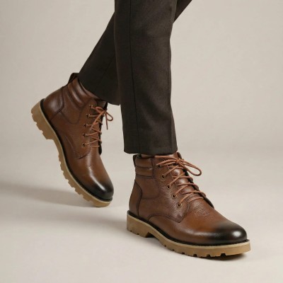 Premium Lace-Up Boot (Rugged Grip Sole) - Mustard