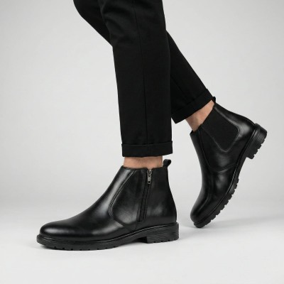 Genuine Leather Premium Chelsea Boot - Black