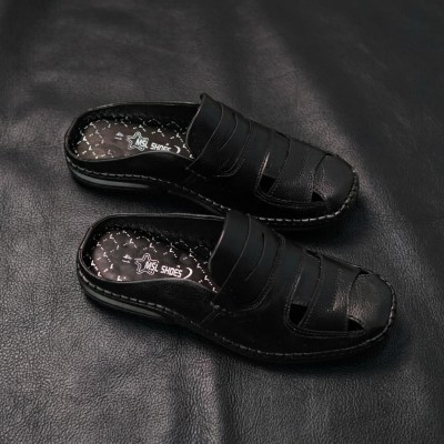 Genuine Leather Premium Sacchi Half Shoes - Black
