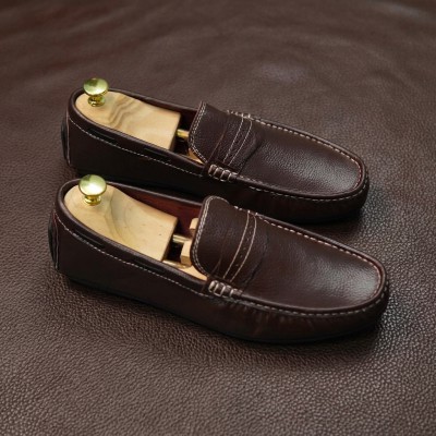 Genuine Leather Premium Moccasin - Chocolate